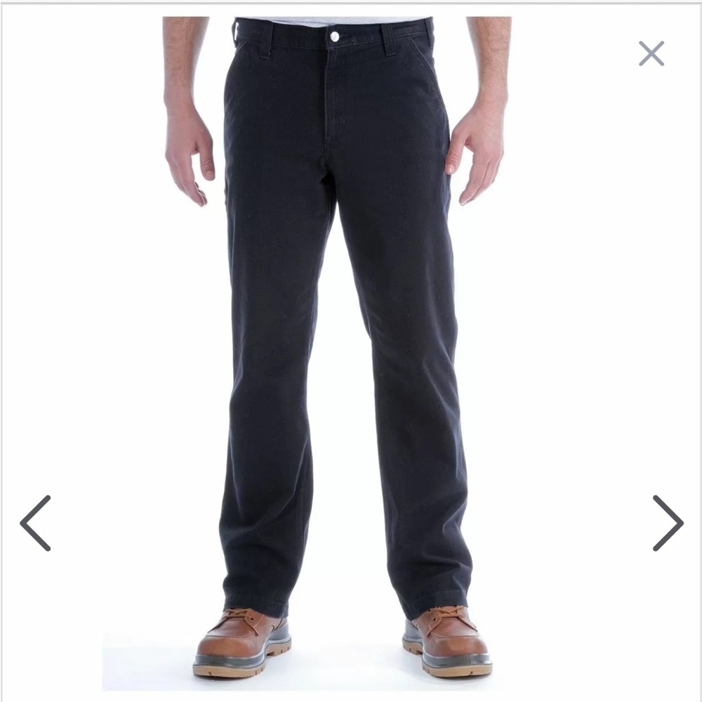Carhartt •34X30• Straight Fit Washed Black Cargo Denim Work Wear